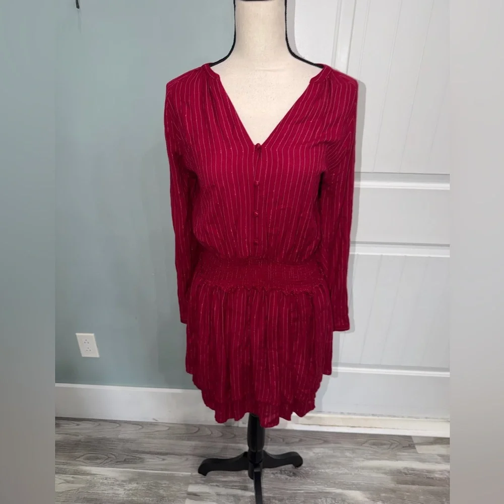 RAILS Jasmine Messina
Stripe Metallic LS Smocked
Waist Red Dress size XS - Picture 9 of 13